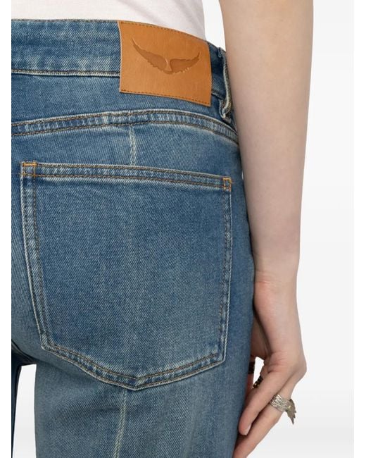 Zadig & Voltaire Blue Logo-Patch Flared Jeans