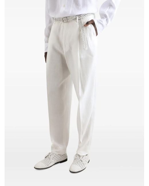 Dolce & Gabbana White Folded-Edge Trousers for men