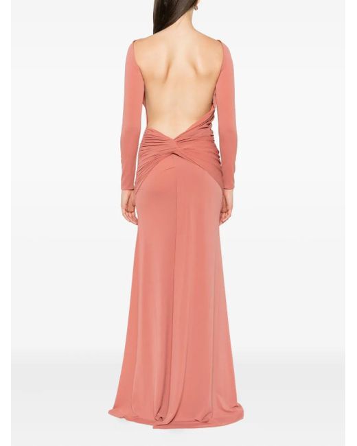 pink long sleeve backless dress Blush Maxi Dress - Chic Open Back Dress - Long Sleeve Maxi Dress