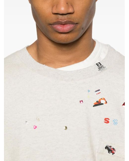 メンズ Maison Mihara Yasuhiro レイヤード Tシャツ White