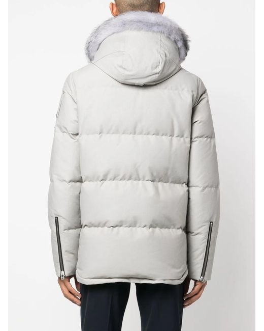 Moose Knuckles Gray Faux-Fur Trim Padded Parka for men