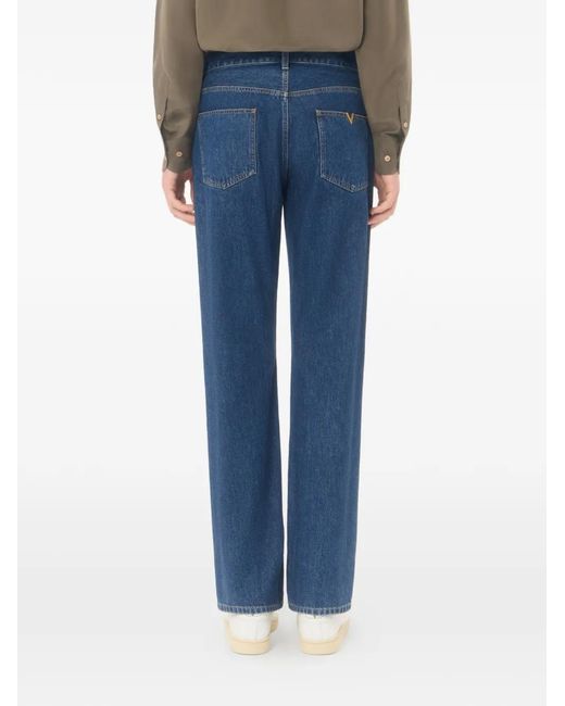 Valentino Garavani Blue Denim Pants With Vgold for men