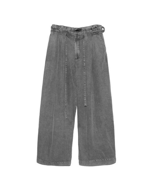 Bimba Y Lola Gray Washed Fluid Denim Trousers With Belt