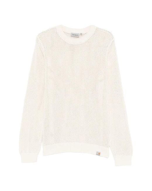 Carhartt White Stockton Open-Knit Sweater
