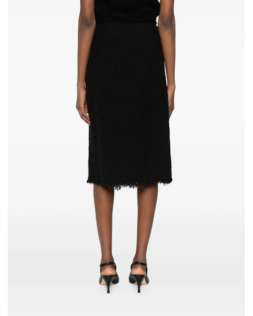 Jil Sander Black A-Line Frayed Midi Skirt