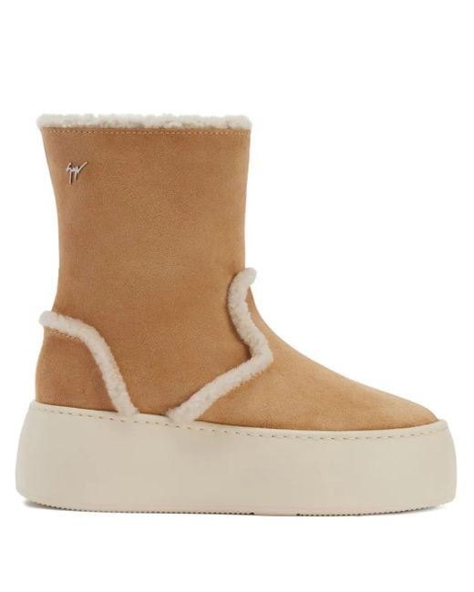Giuseppe Zanotti Natural Gz League Shearling Platform Boots