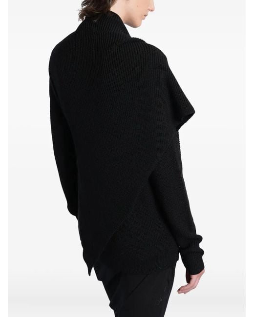 Entire studios Black Ribbed Turtleneck Draped Sweater
