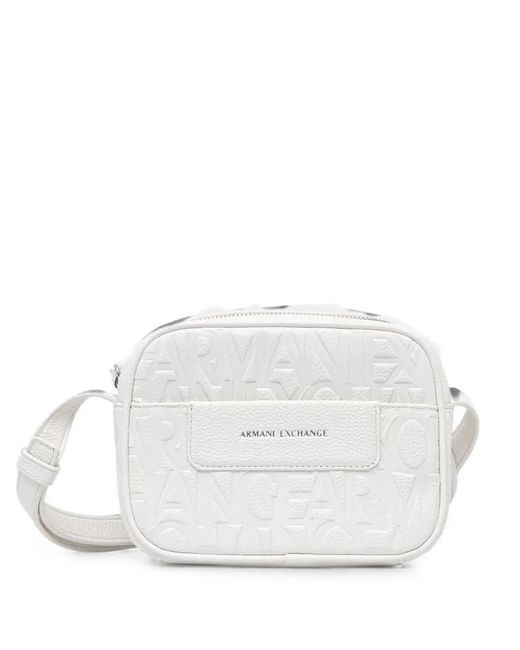 ARMANI EXCHANGE White Logo-Embossed Crossbody Bag