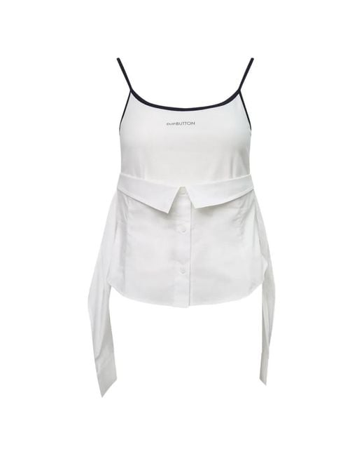 Pushbutton White Layered-Detail Top
