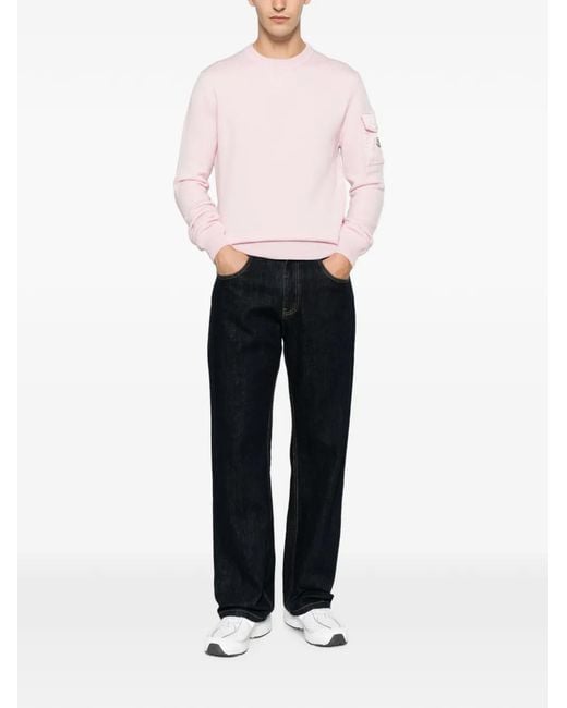 Moncler Pink Logo-Patch Sweater for men