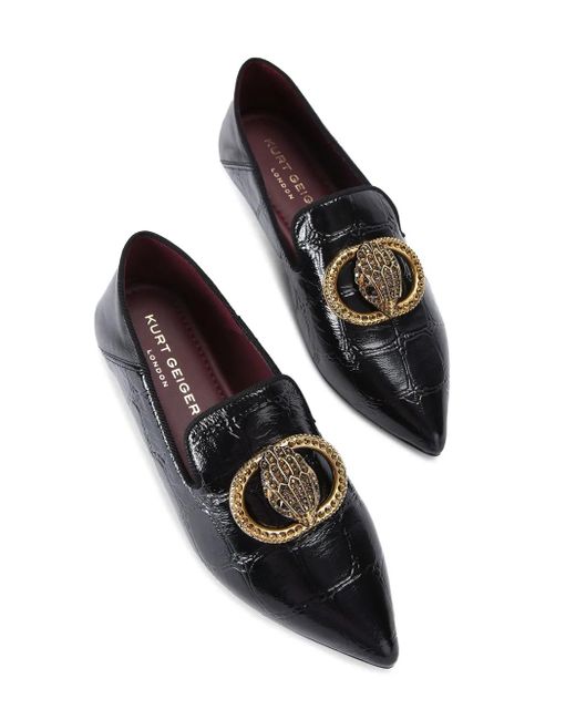 Kurt Geiger Black Kurt Geiger Flats Leather Croc Print Chelsea
