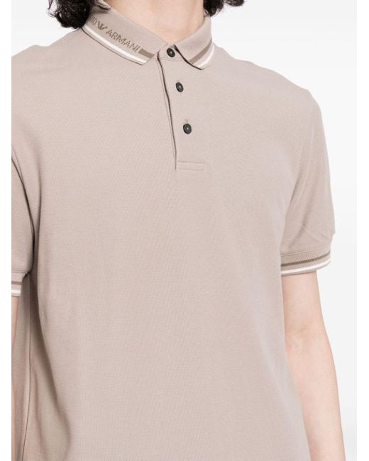 Emporio Armani White Logo-jacquard Cotton Polo Shirt for men