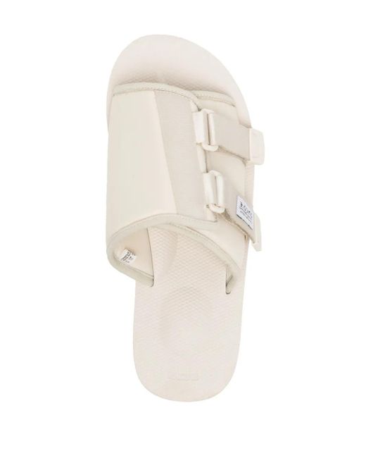 Suicoke White Kaw-Cab Logo-Patch Slides