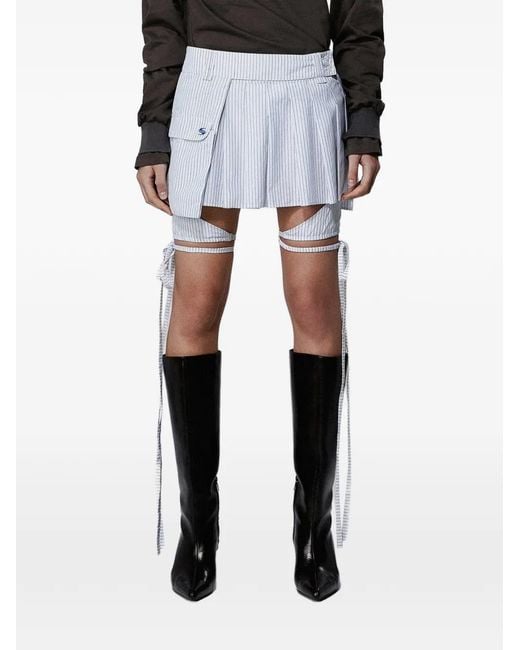 SRVC Studio White Striped Wrap Skirt