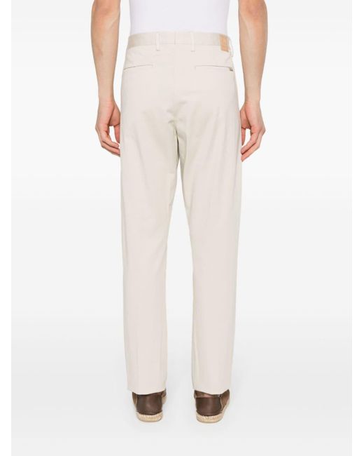 Boggi White Logo-embroidered Tapered Trousers for men