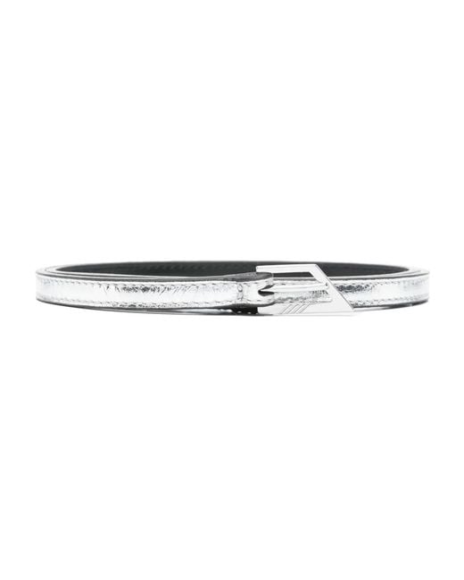 The Attico White Logo-Buckle Belt