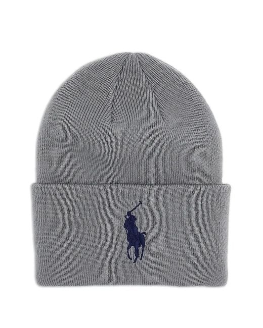 Polo Ralph Lauren Gray Big Pony Cuff Beanie Hat for men