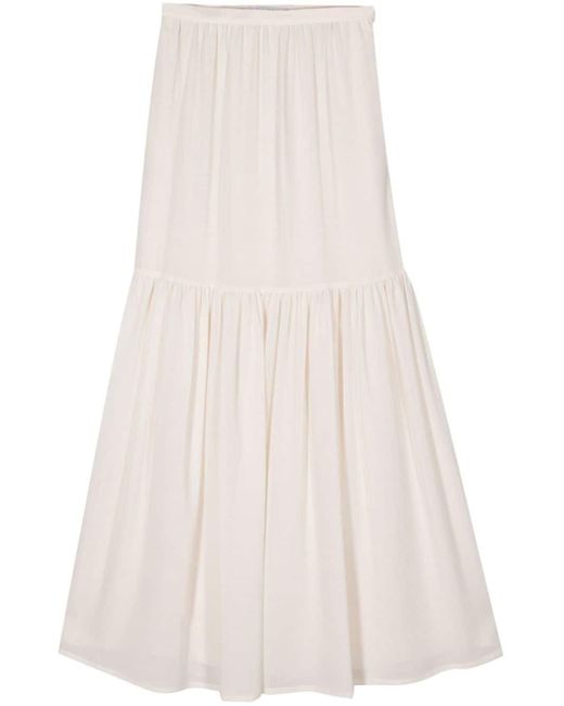 Max Mara White Long Wool Gauze Skirt
