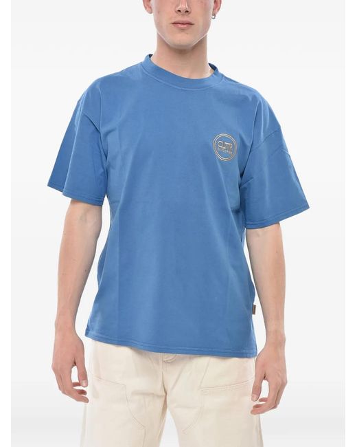 Cultura Blue Cltr Explorer Logo-Embroidered T-Shirt for men