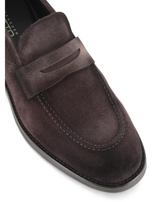 Alexander Hotto Brown Suede Penny Loafers for men