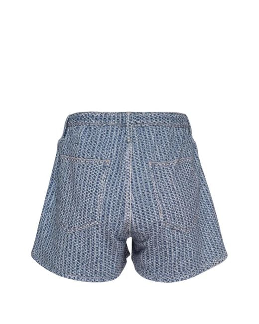 Rag & Bone Blue Geometric-Pattern Shorts
