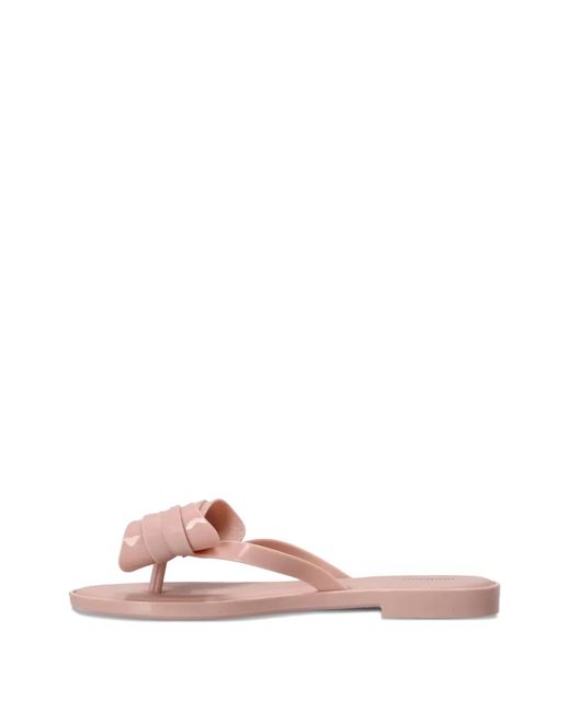 Melissa Pink Slim V Bow-Embellished Flip Flops