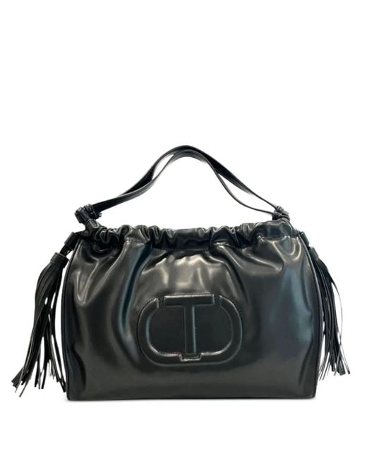 Twinset Black Fringed Shoulder Bag