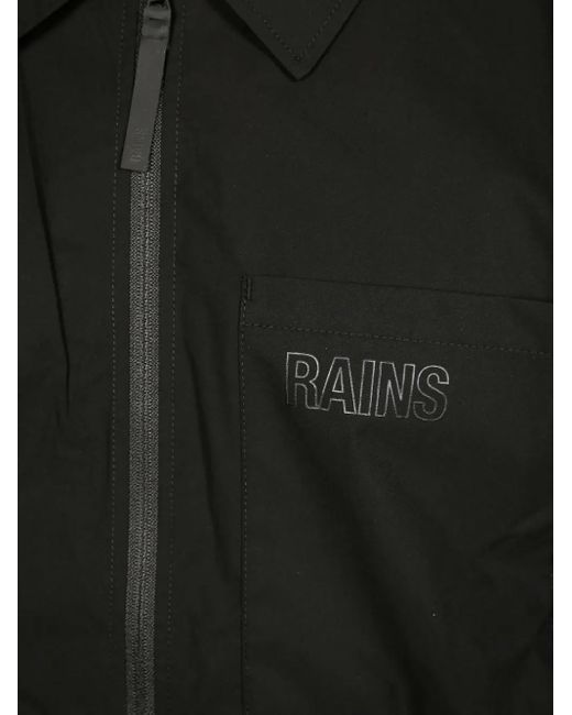 Rains Black Logo-Detail Shirt Jacket for men