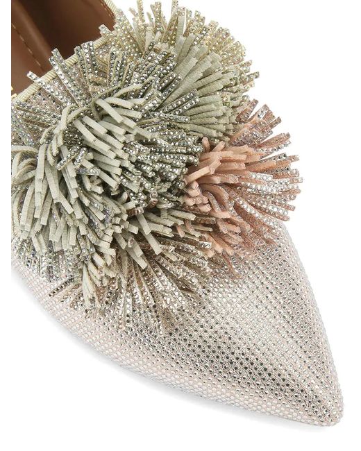 Kurt Geiger White Pom-Pom Pointed Loafers