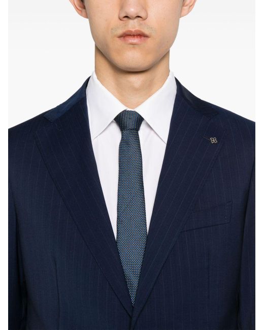 Tagliatore Blue Pinstriped Wool Single-breasted Suit for men