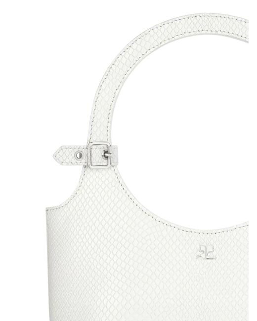 Courreges White Handtasche mit Schlangenleder-Prägung