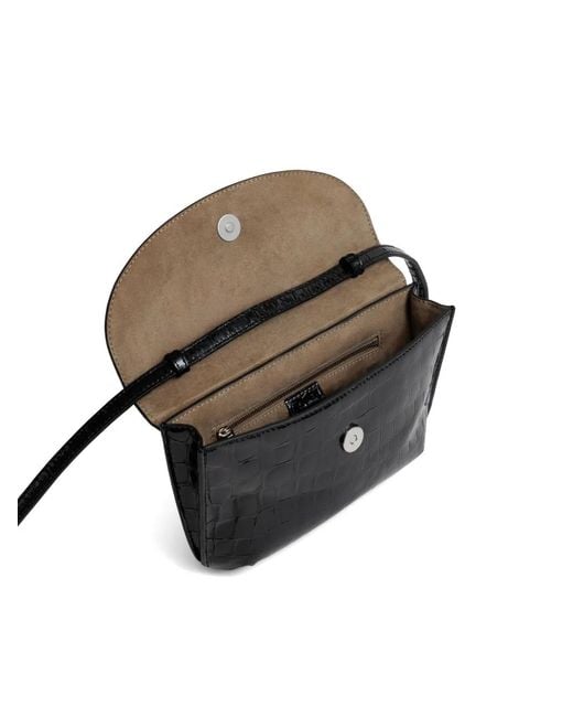Yu Mei Black Keriana Crocodile-Embossed Leather Crossbody Bag
