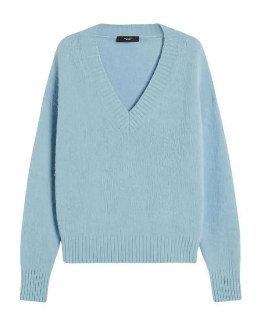 Weekend by Maxmara Blue V-Neck Ribbed Sweater