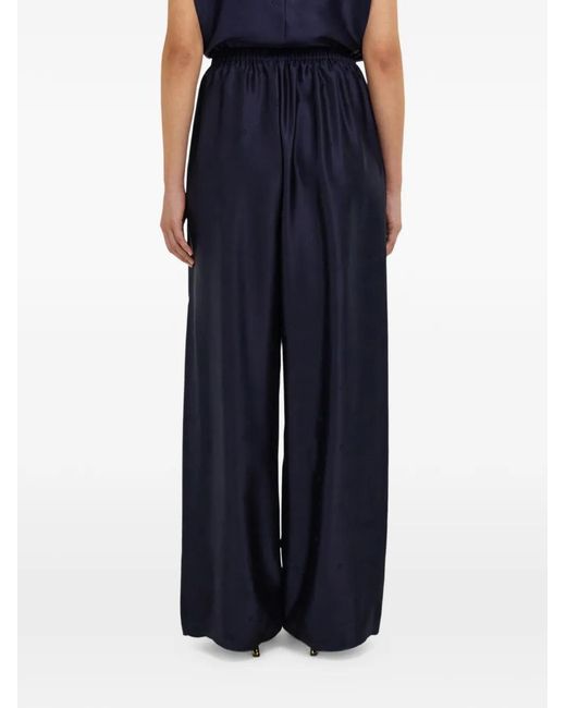 Ferragamo Blue Silk Trousers