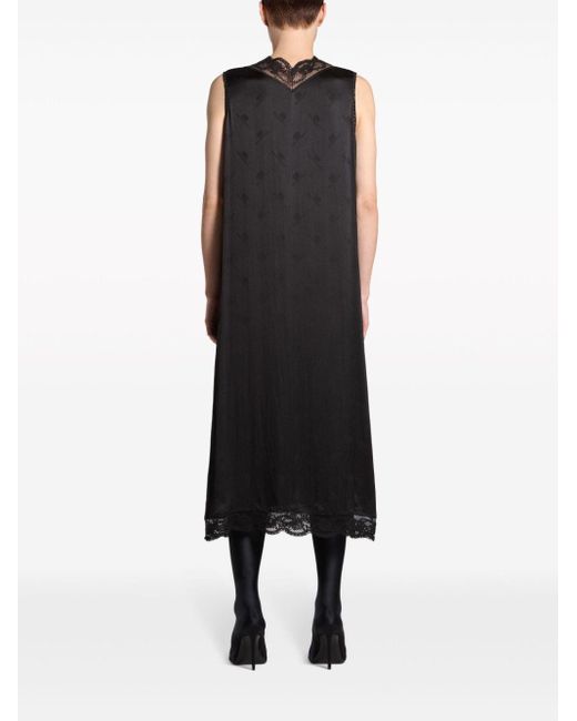 Balenciaga Black Bb Classic Monogram Silk Midi Dress