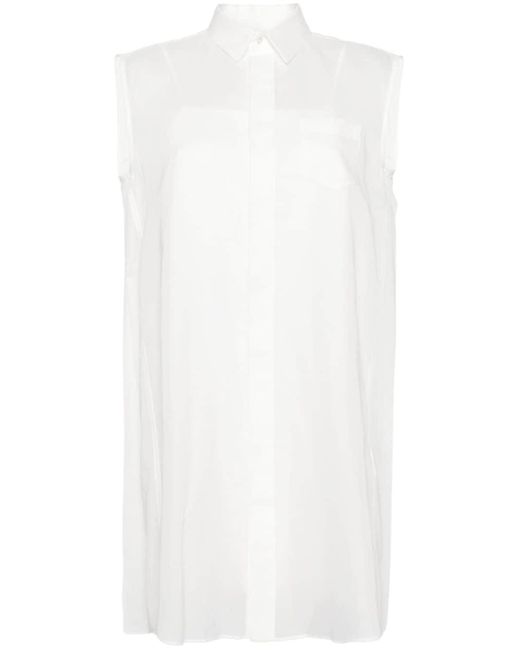Sacai White Pleat-detail Shirt Dress