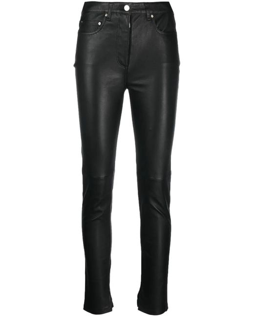 IRO Black Skinny-Cut Leather Trousers