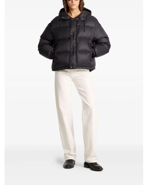 Sporty & Rich Blue Logo-Patch Puffer Jacket