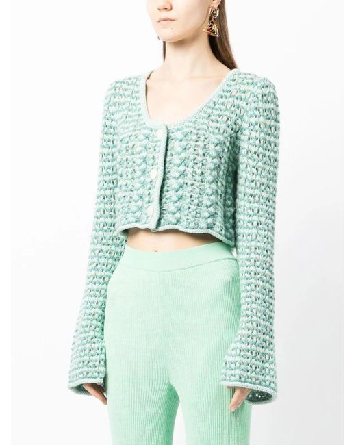 Marco Rambaldi Green Chunky-Knit Button-Down Cardigan