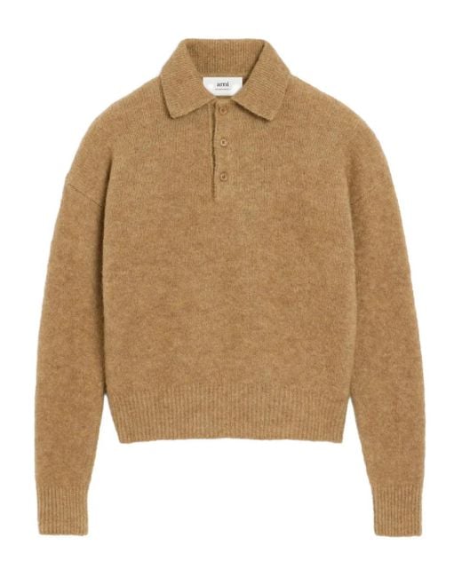 AMI Langärmeliges Ami Poloshirt in Natural für Herren