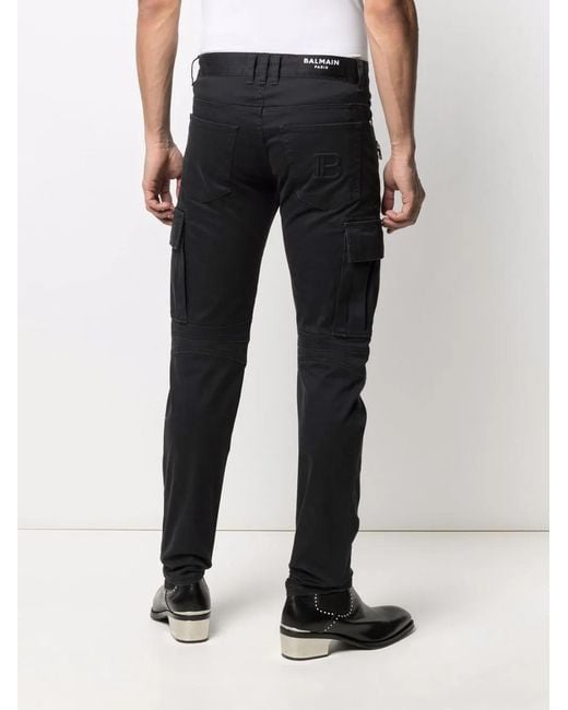 Balmain Black B-embossed Cargo Jeans for men
