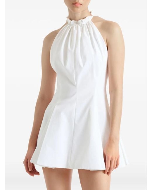 Balmain White Flared Cotton Poplin Dress