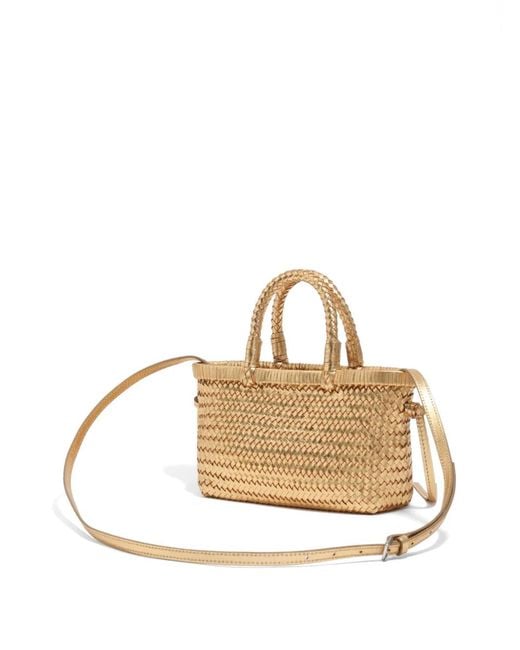 Bimba Y Lola Metallic Mini Woven Top-Handles Leather Tote Bag