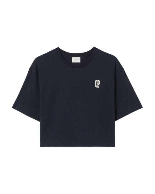 Claudie Pierlot Blue Logo-Embroidered T-Shirt