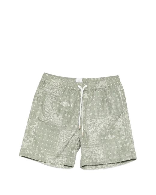 Eleventy White Paisley Swim Shorts for men