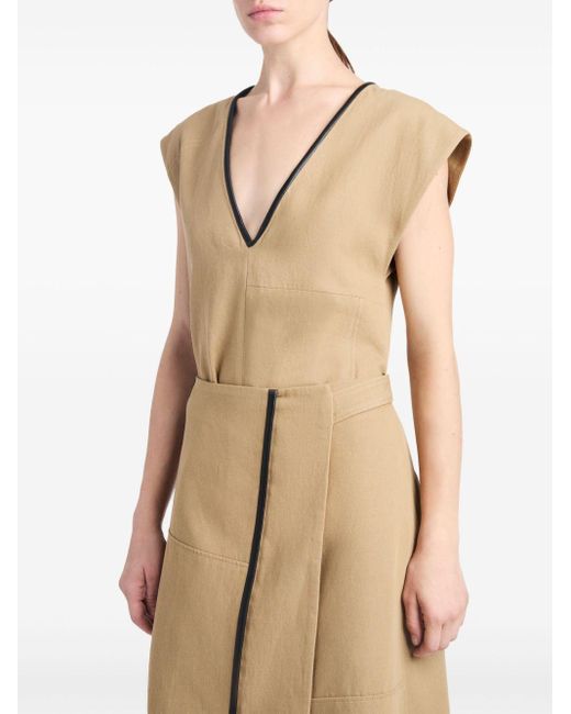 Proenza Schouler Natural V-neck Cotton Blend Wrap Dress