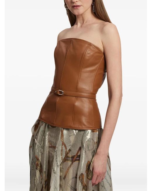 Ralph Lauren バックル ストラップレス トップ Brown