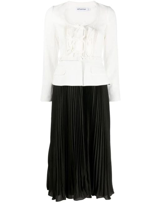 Self-Portrait White Crepe Midi Dress