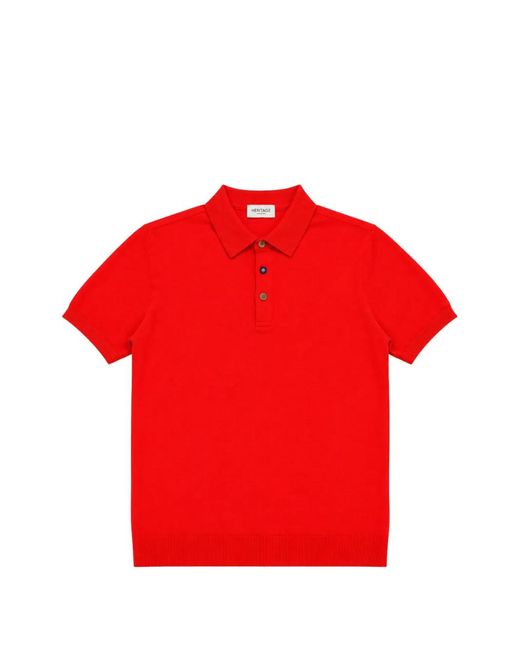 Heritage Red Fine-Knit Short-Sleeve Polo Shirt for men