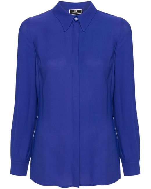 Blusa de crepé con cadena Elisabetta Franchi de color Blue